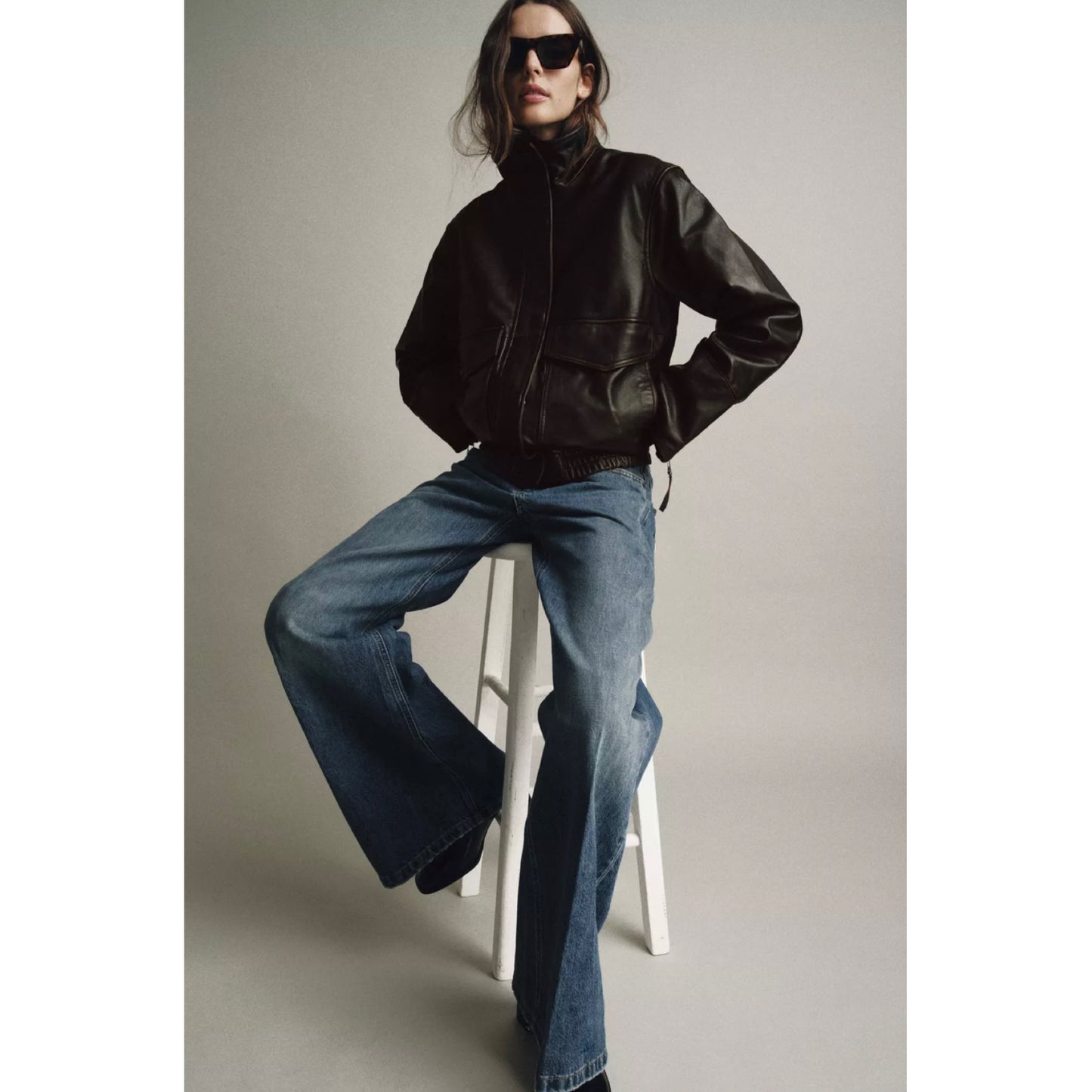 Zara Collection Leather Bomber