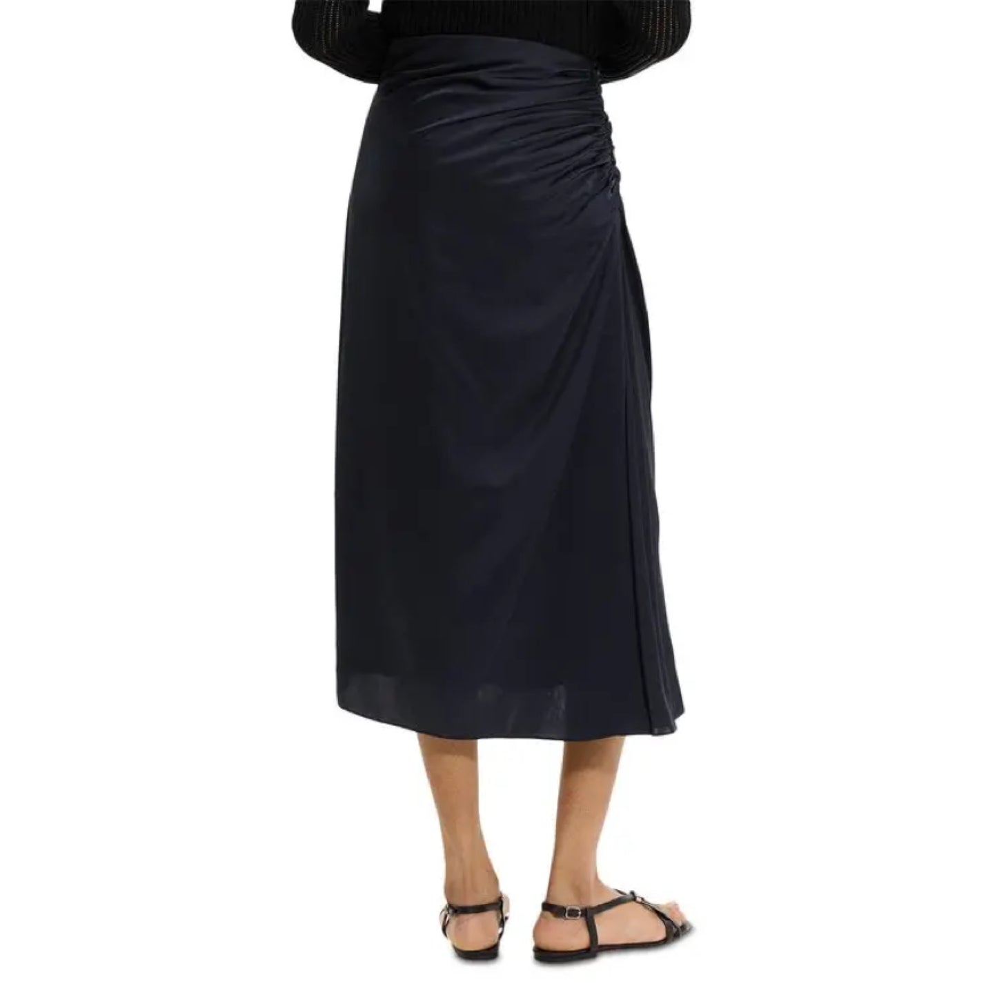 Theory Ruched Satin Skirt