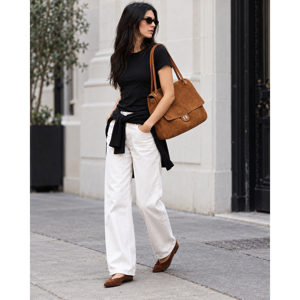 Suede Flap Bag