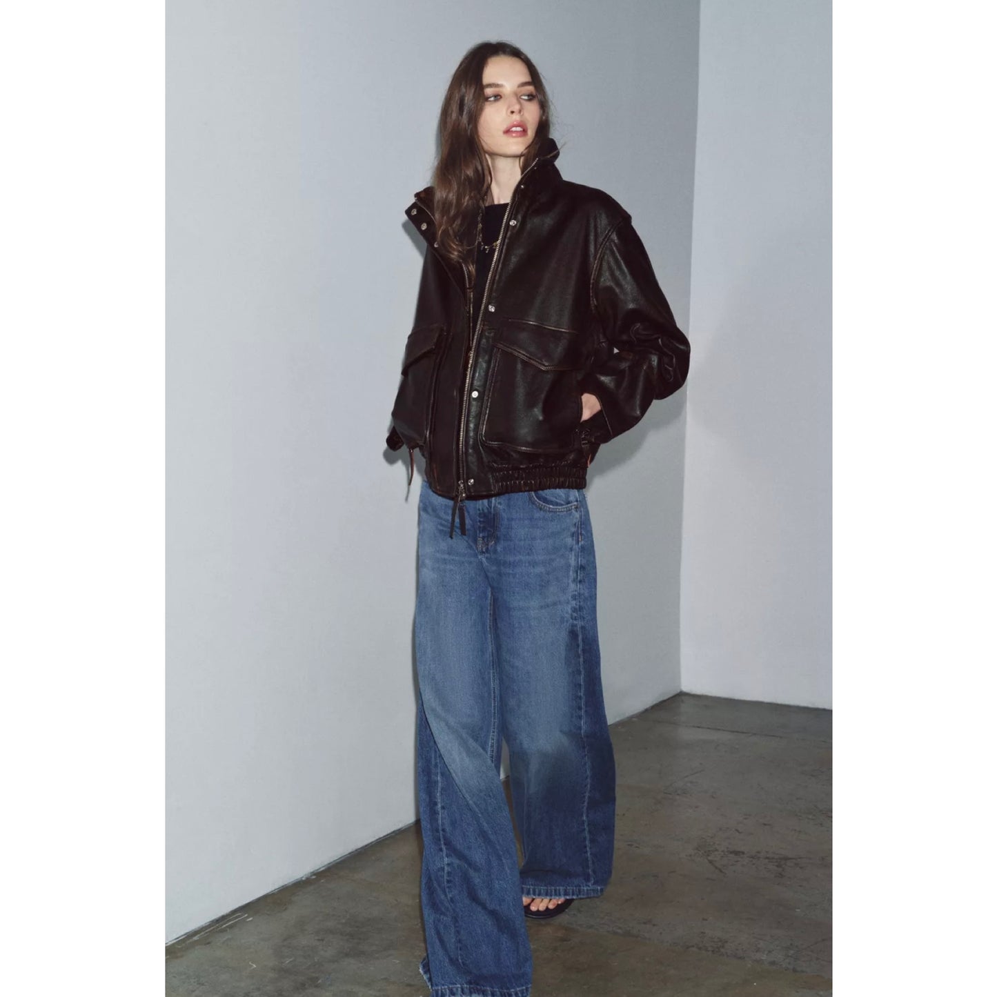 Zara Collection Leather Bomber