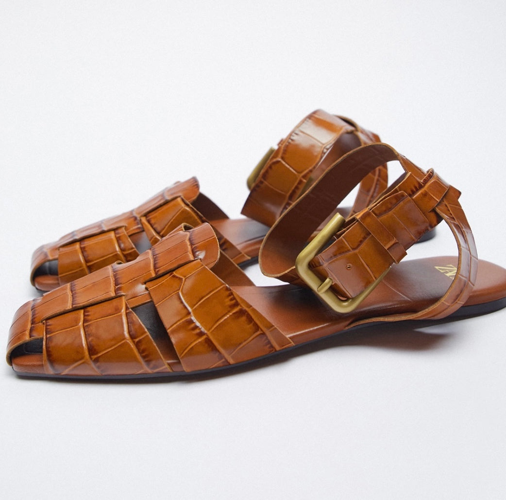 Zara Leather Fisherman Sandals – Amy's Finery - Main Image