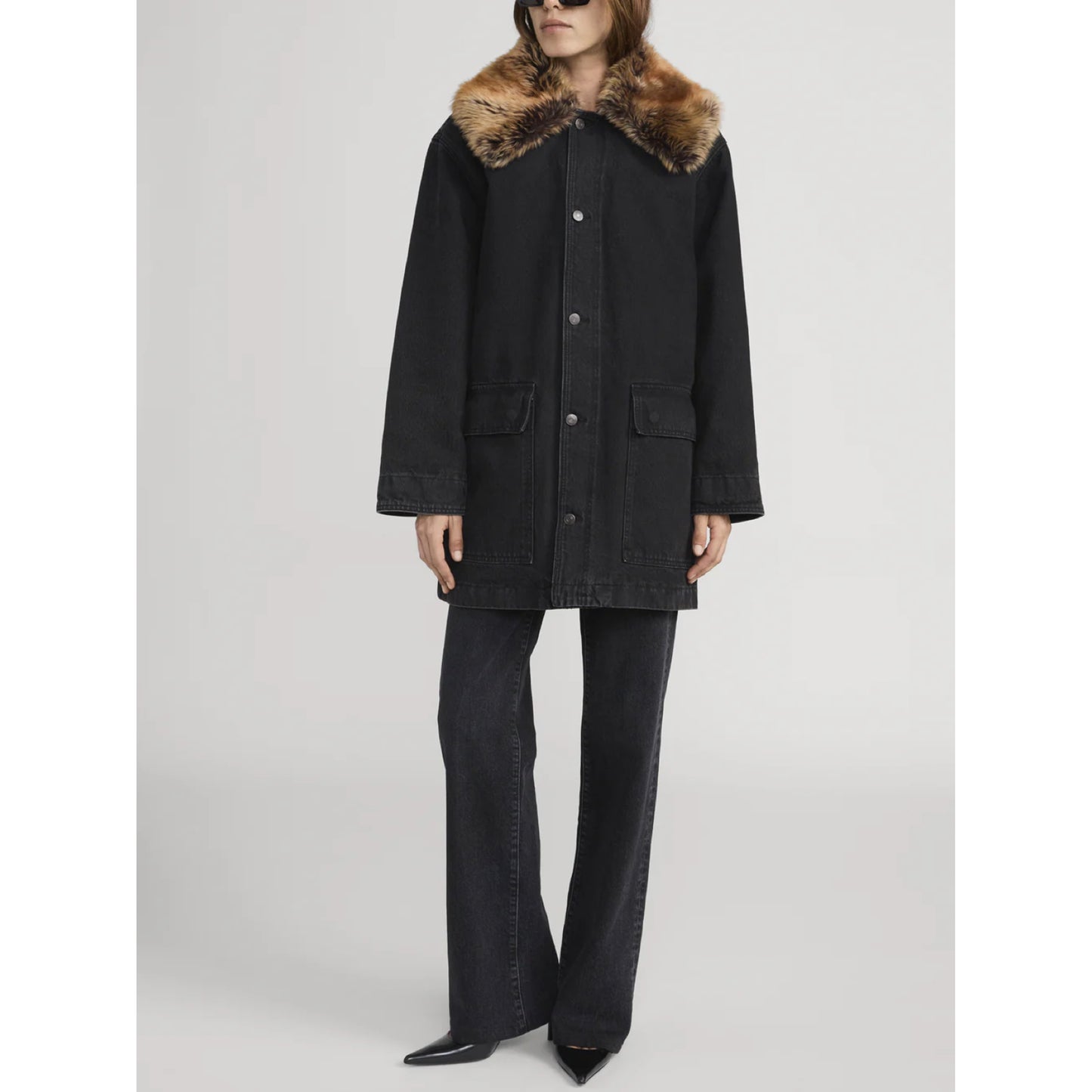Frame Shearling Collar Coat