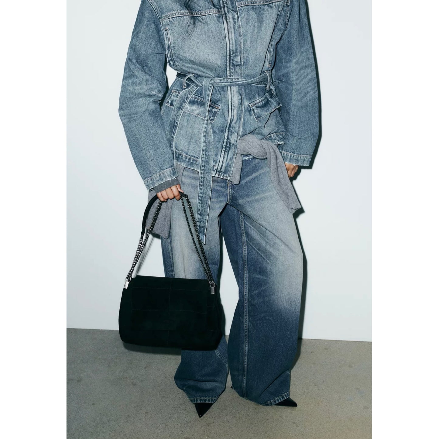 Zara Black Suede Shoulder Bag