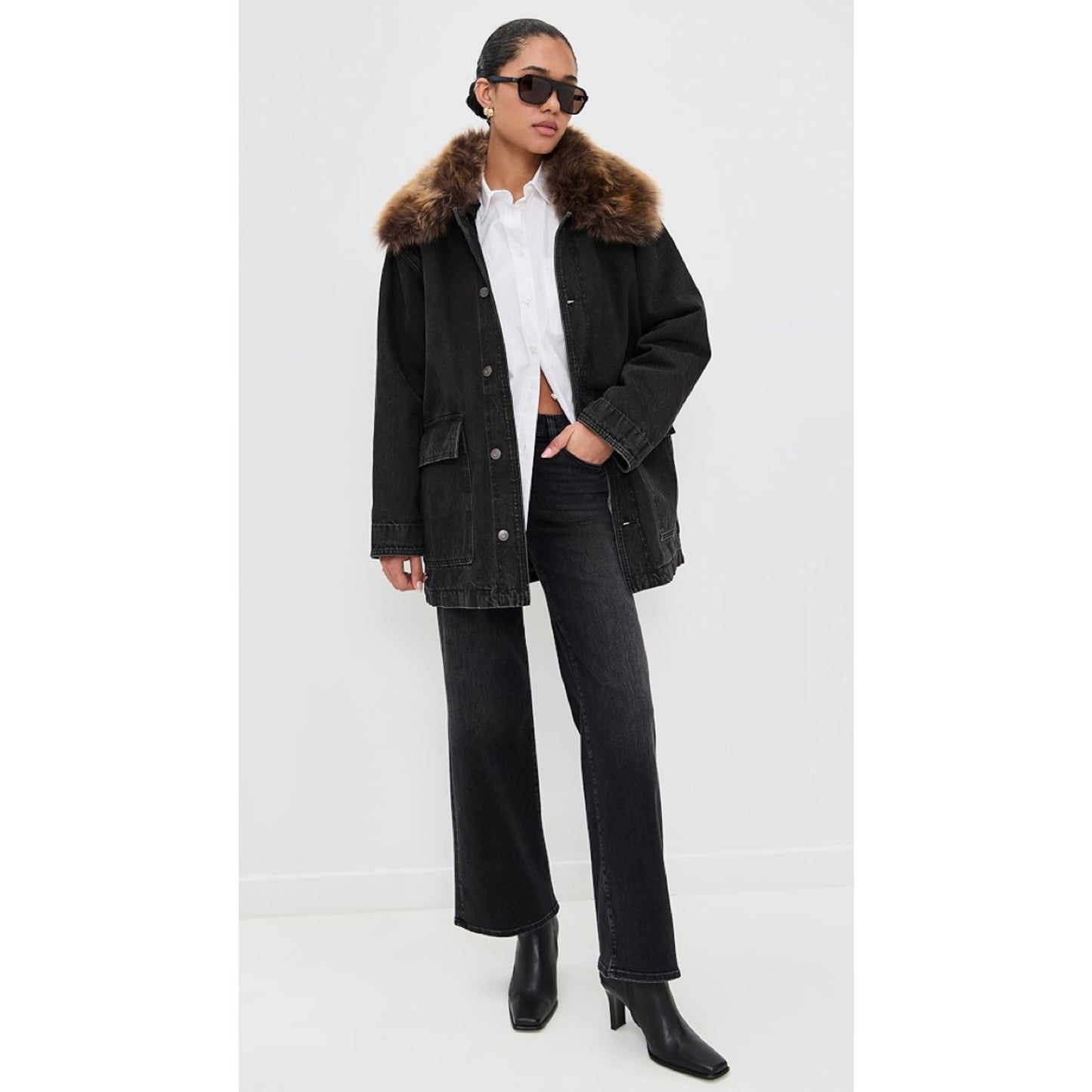 Frame Shearling Collar Coat