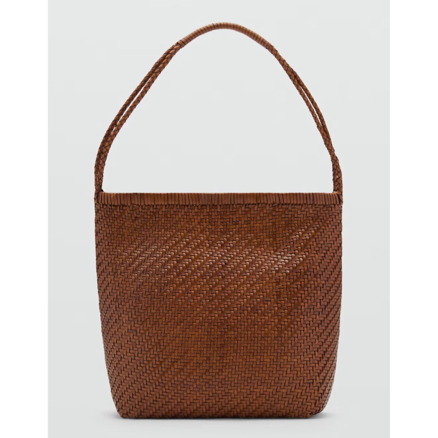 Mango Braided Leather Shoulder Bag