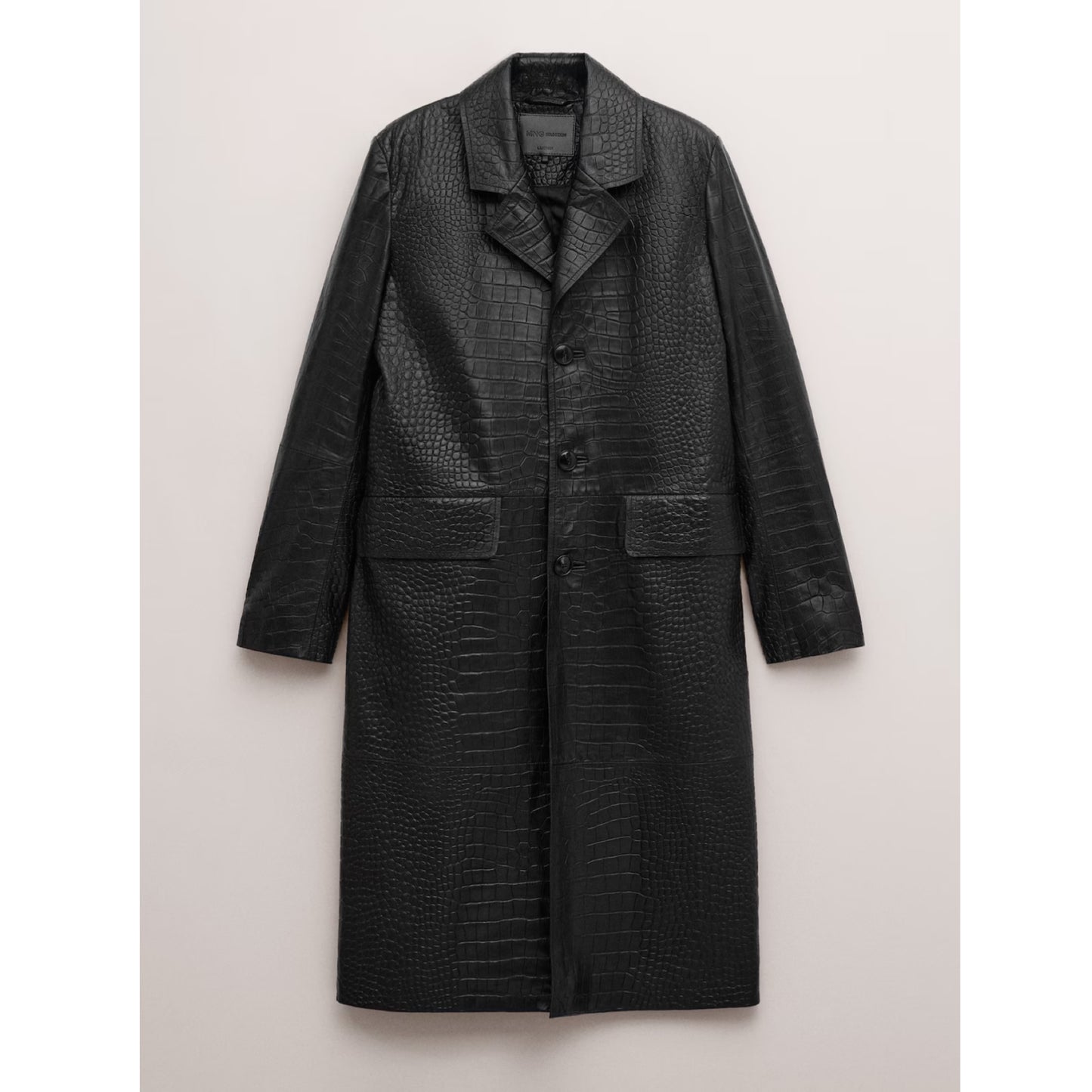 Mango Croc Leather Coat