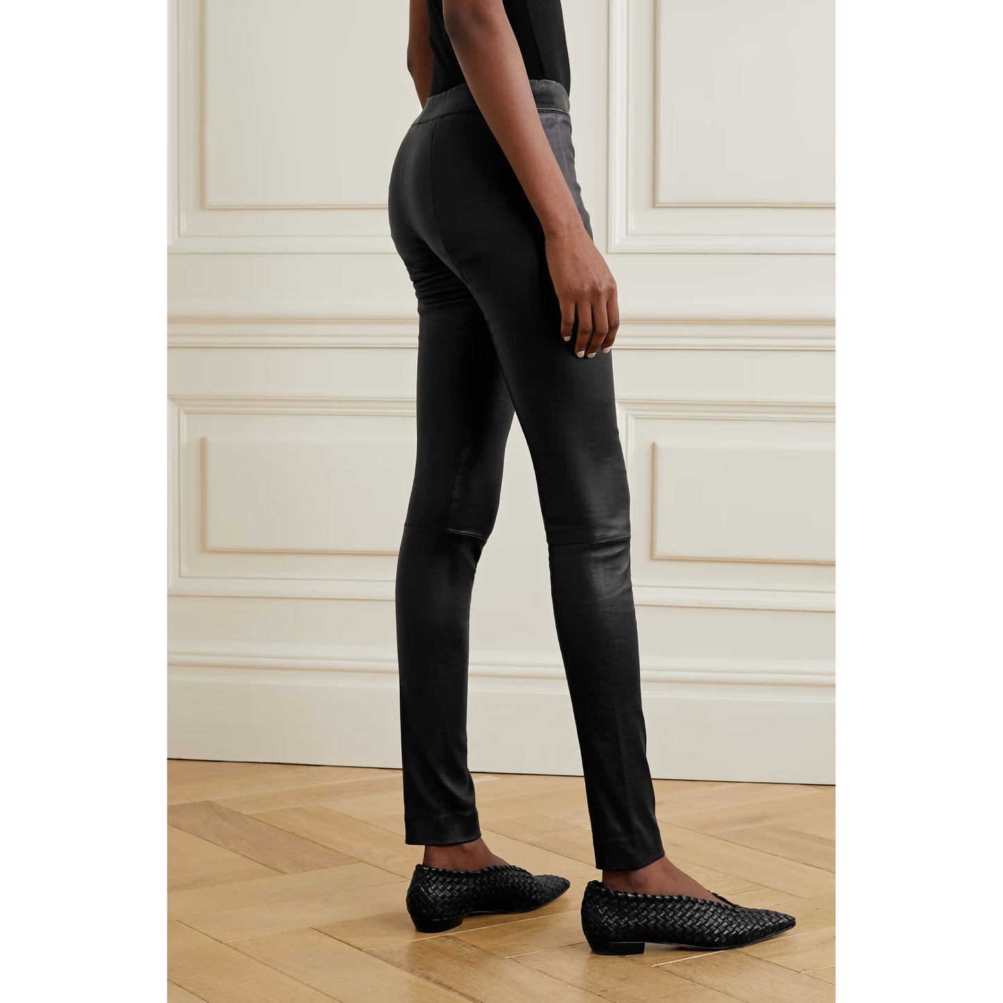 The Row Black Leather Leggings