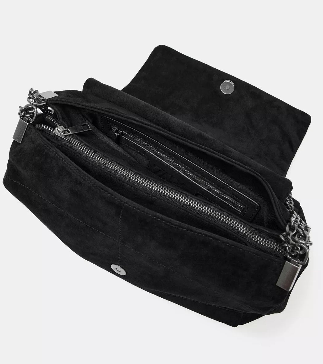Zara Black Suede Shoulder Bag
