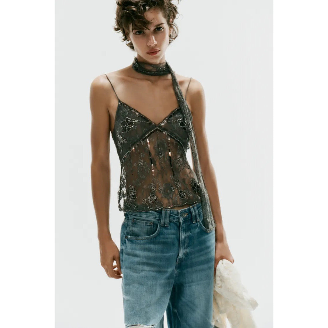 Zara Embroidered Lace Top