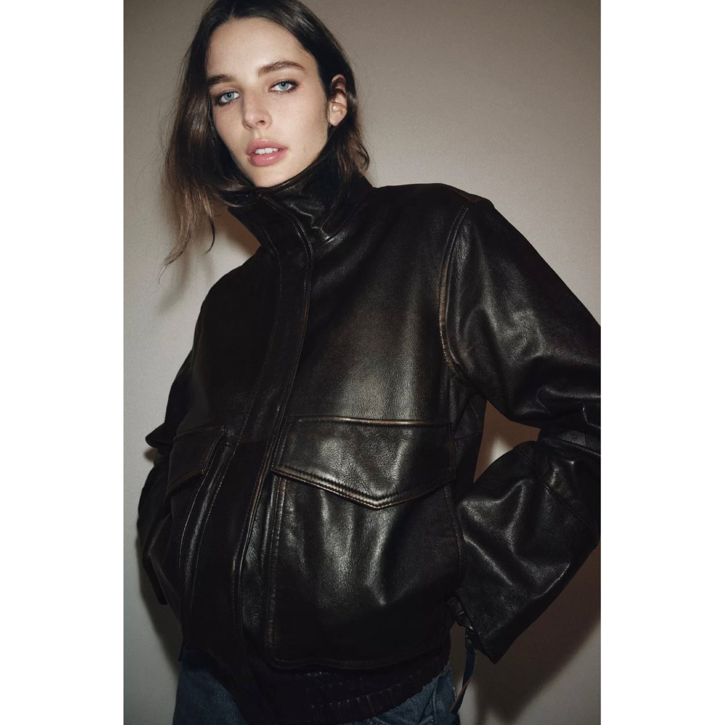 Zara Collection Leather Bomber