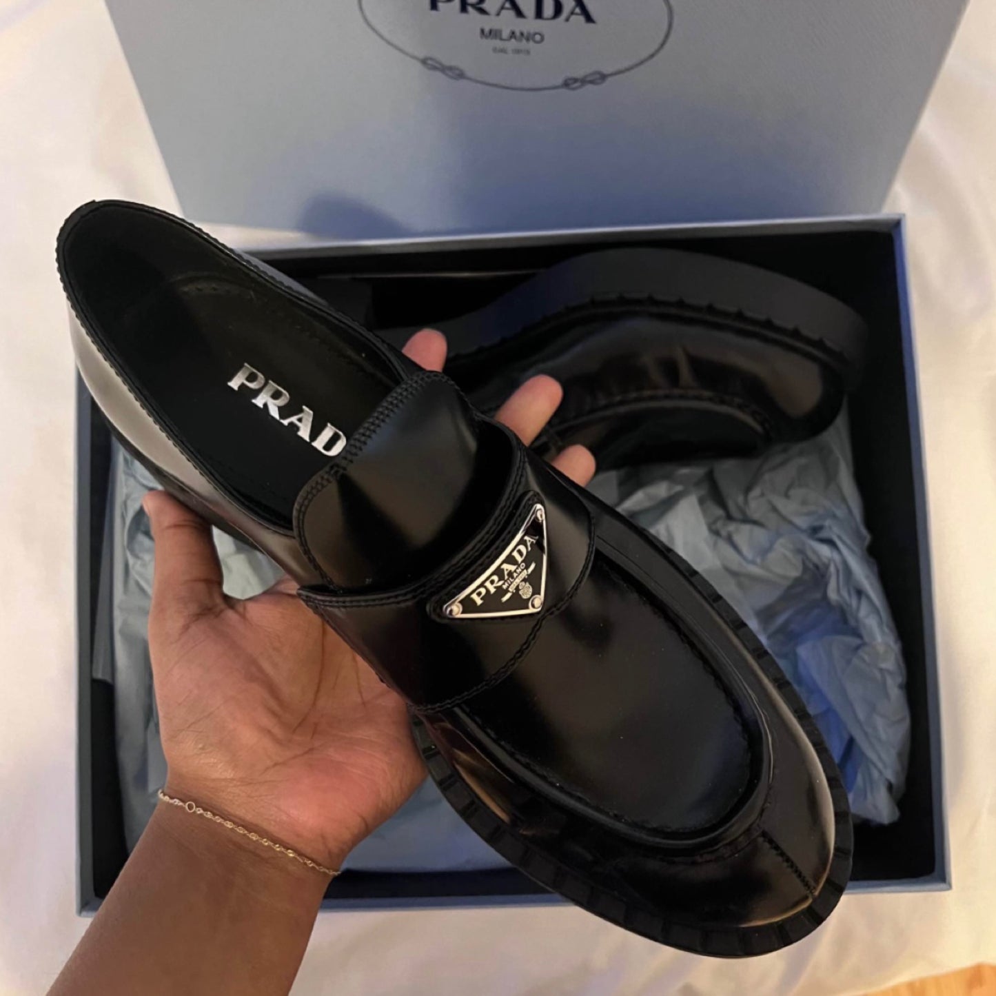 Prada Brushed Leather Loafers