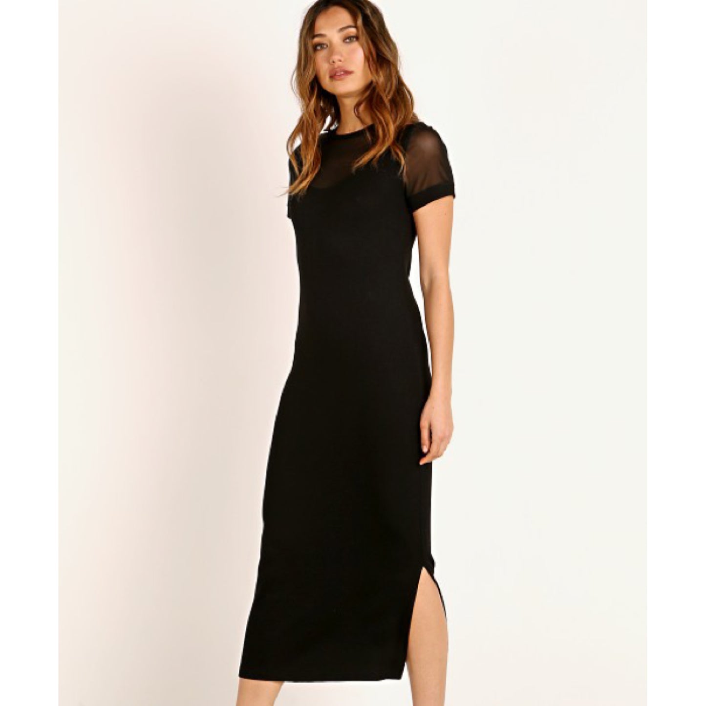 LNA Ribbed Black Dress