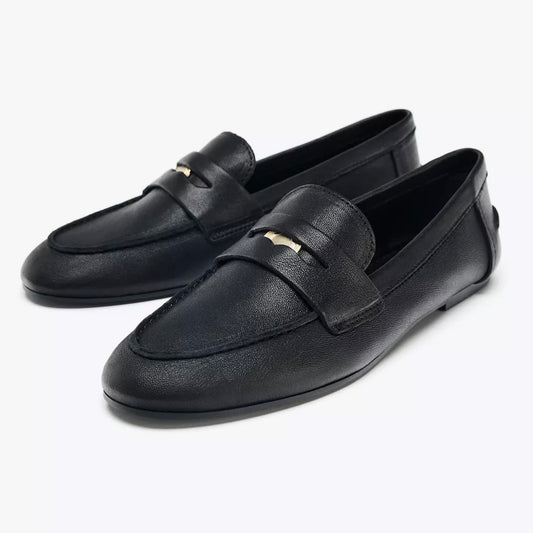 Zara Leather Penny Loafers