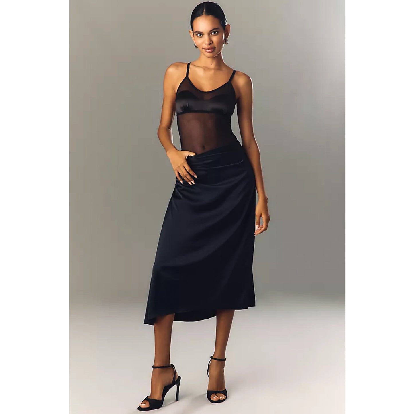 Theory Ruched Satin Skirt