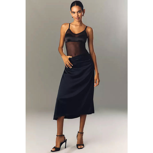 Theory Ruched Satin Skirt