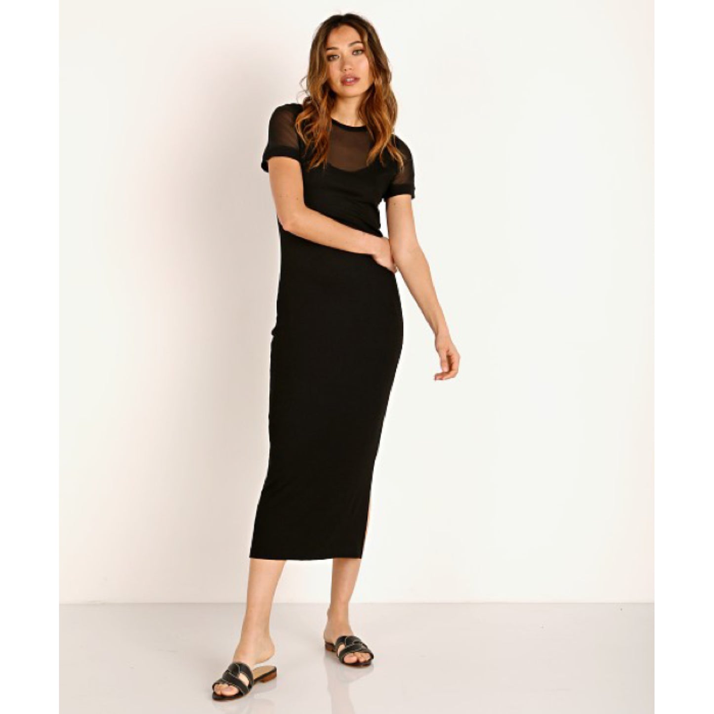 LNA Ribbed Black Dress