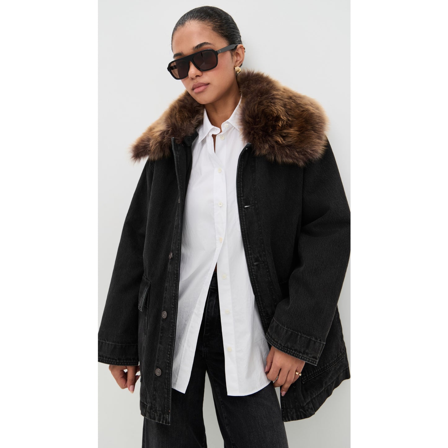 Frame Shearling Collar Coat