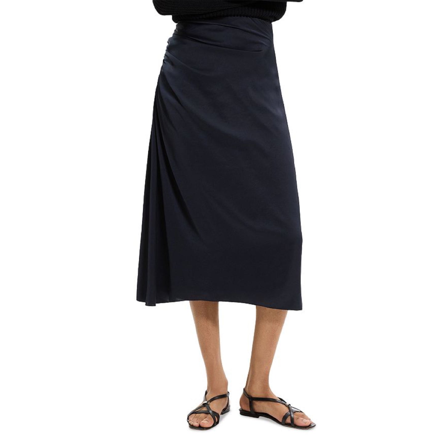Theory Ruched Satin Skirt