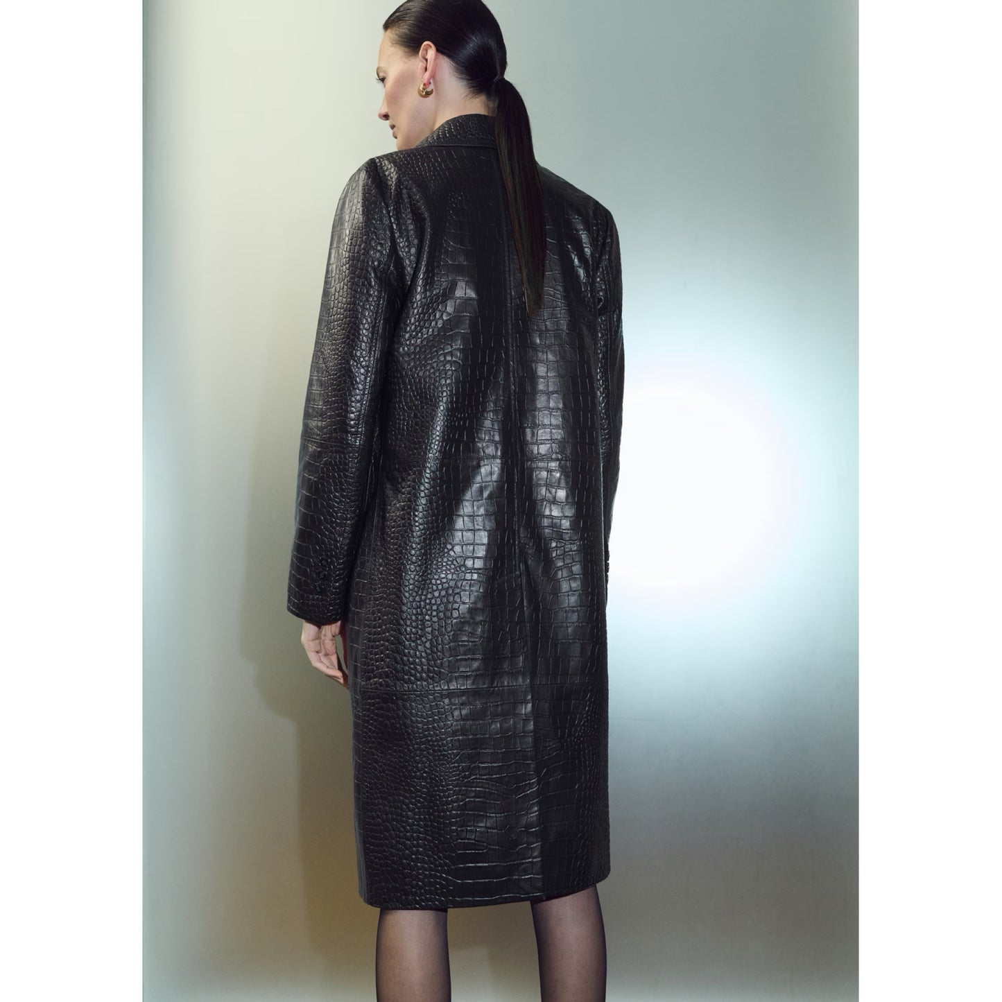 Mango Croc Leather Coat