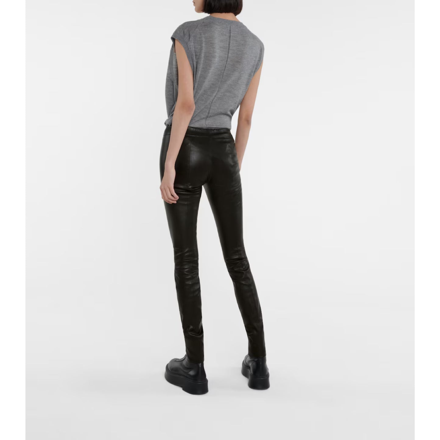 The Row Black Leather Leggings
