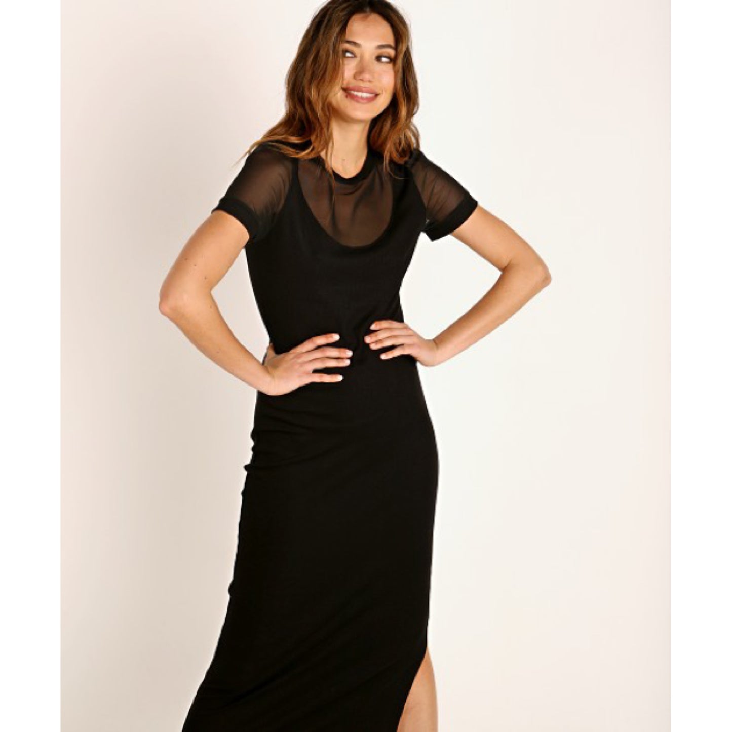 LNA Ribbed Black Dress