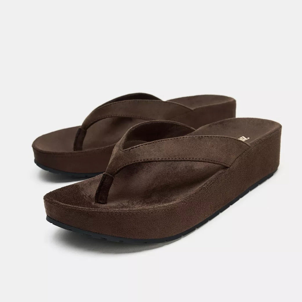 Zara Suede Flip Flops
