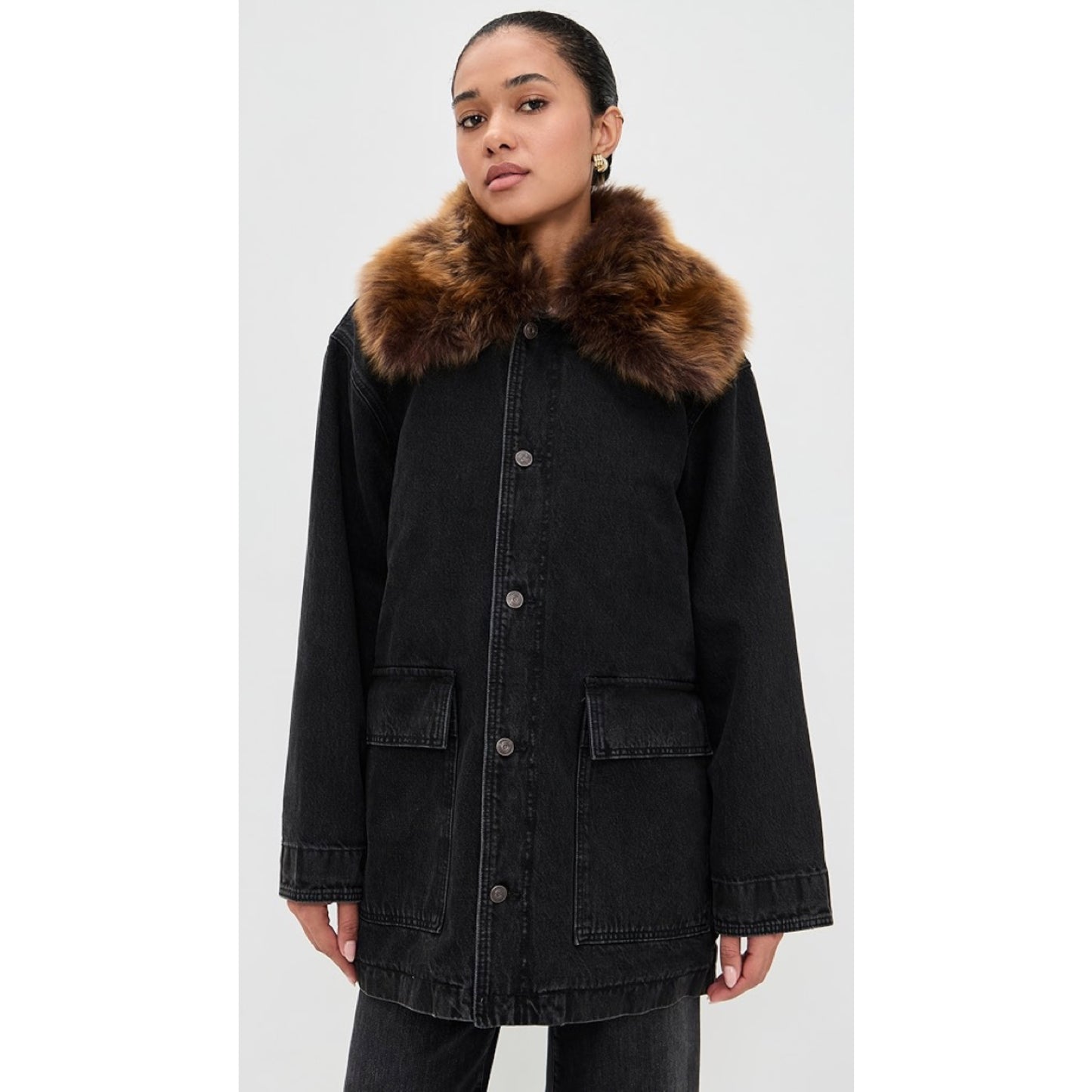 Frame Shearling Collar Coat