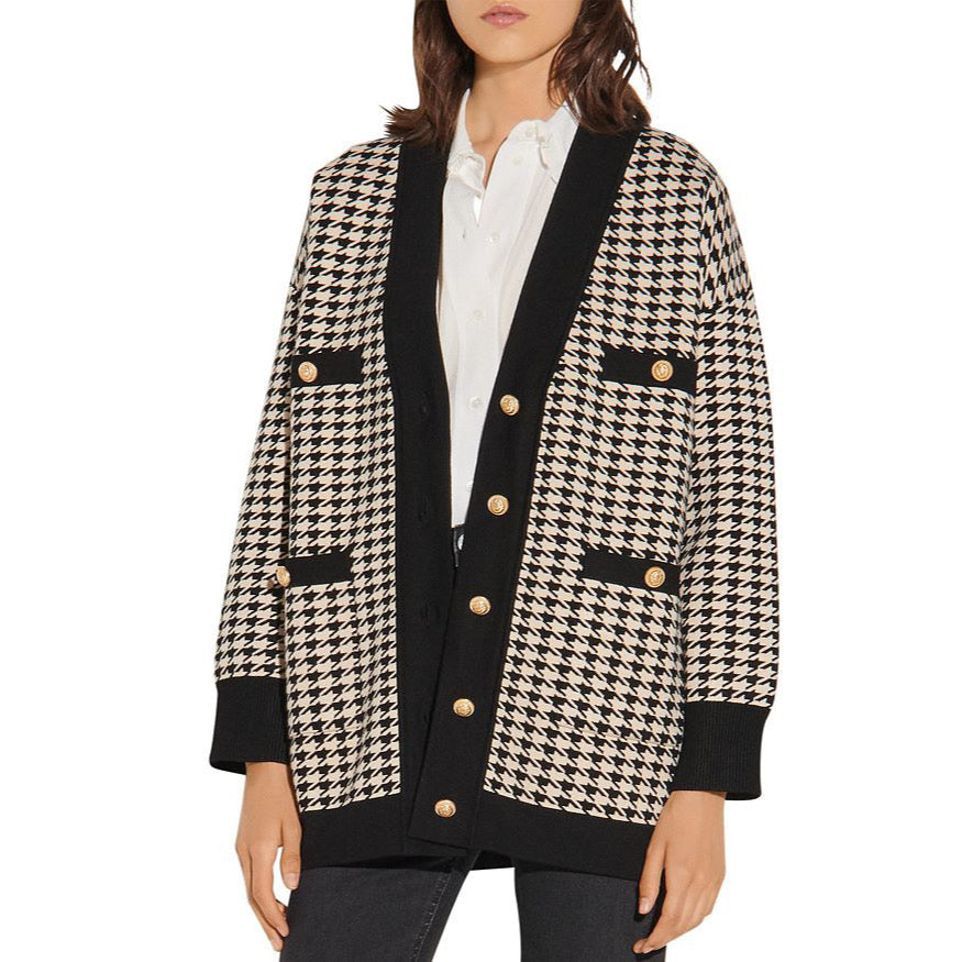 Sandro Houndstooth Cardigan