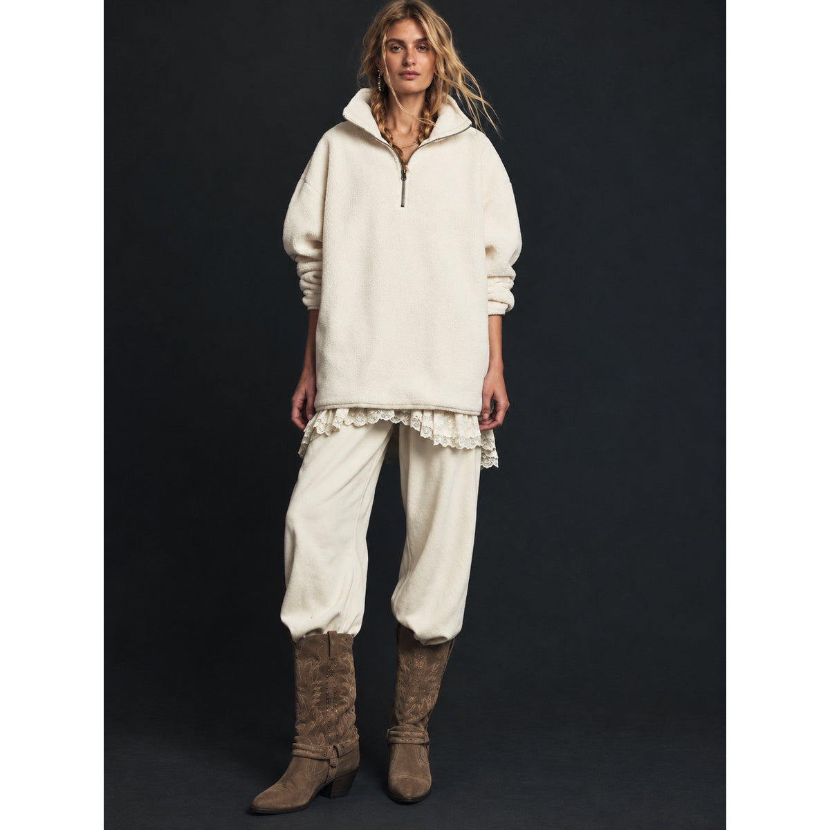 Free People Fleece Quarter Zip