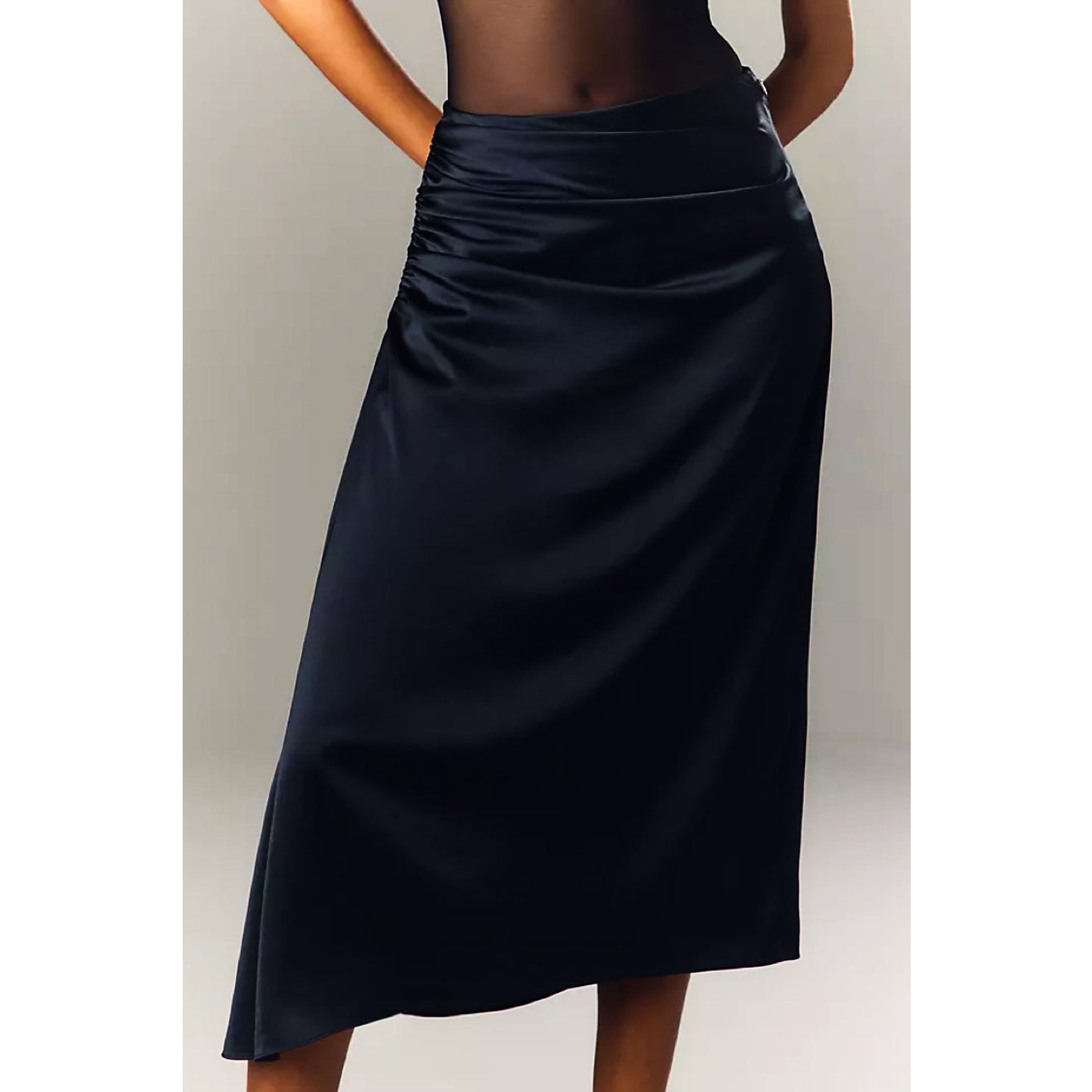 Theory Ruched Satin Skirt