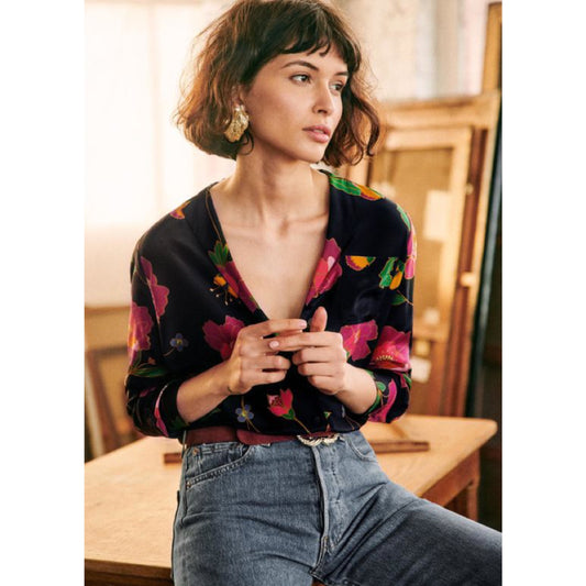 Sezane Silk Floral Blouse