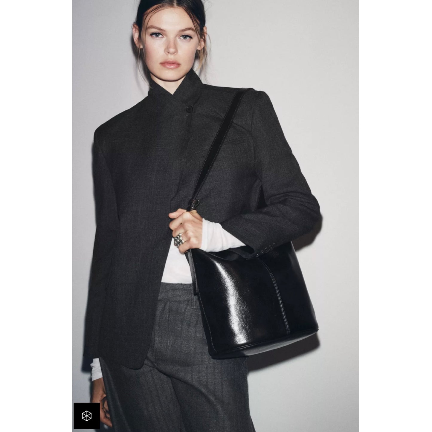 Zara Asymmetric Leather Shoulder Bag