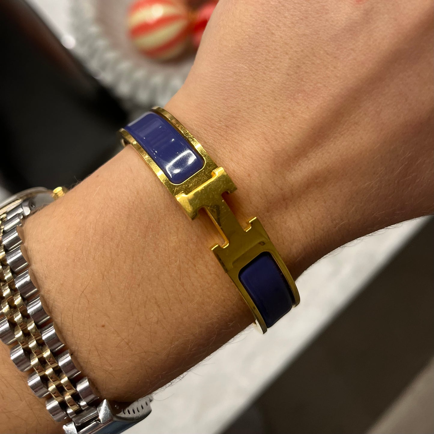 Hermes Blue Click H Bracelet