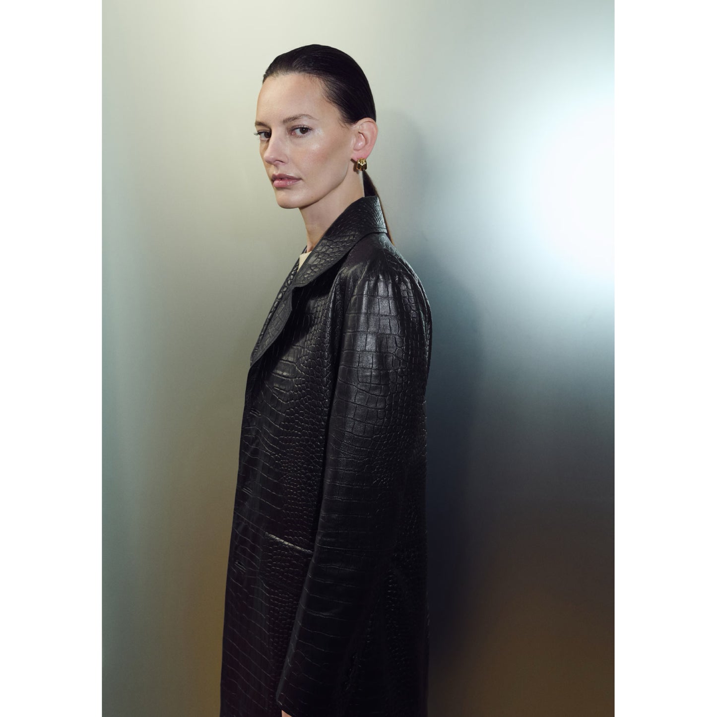 Mango Croc Leather Coat