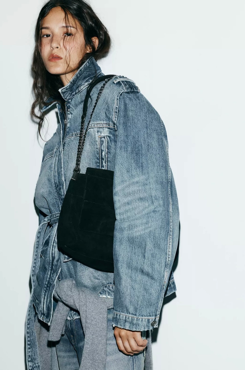 Zara Black Suede Shoulder Bag