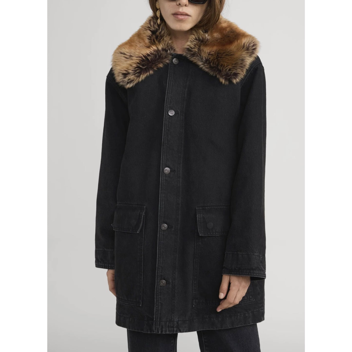 Frame Shearling Collar Coat