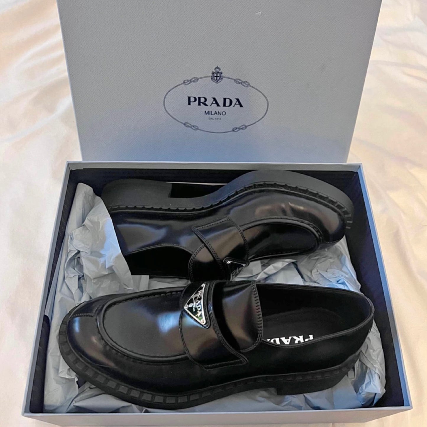 Prada Brushed Leather Loafers