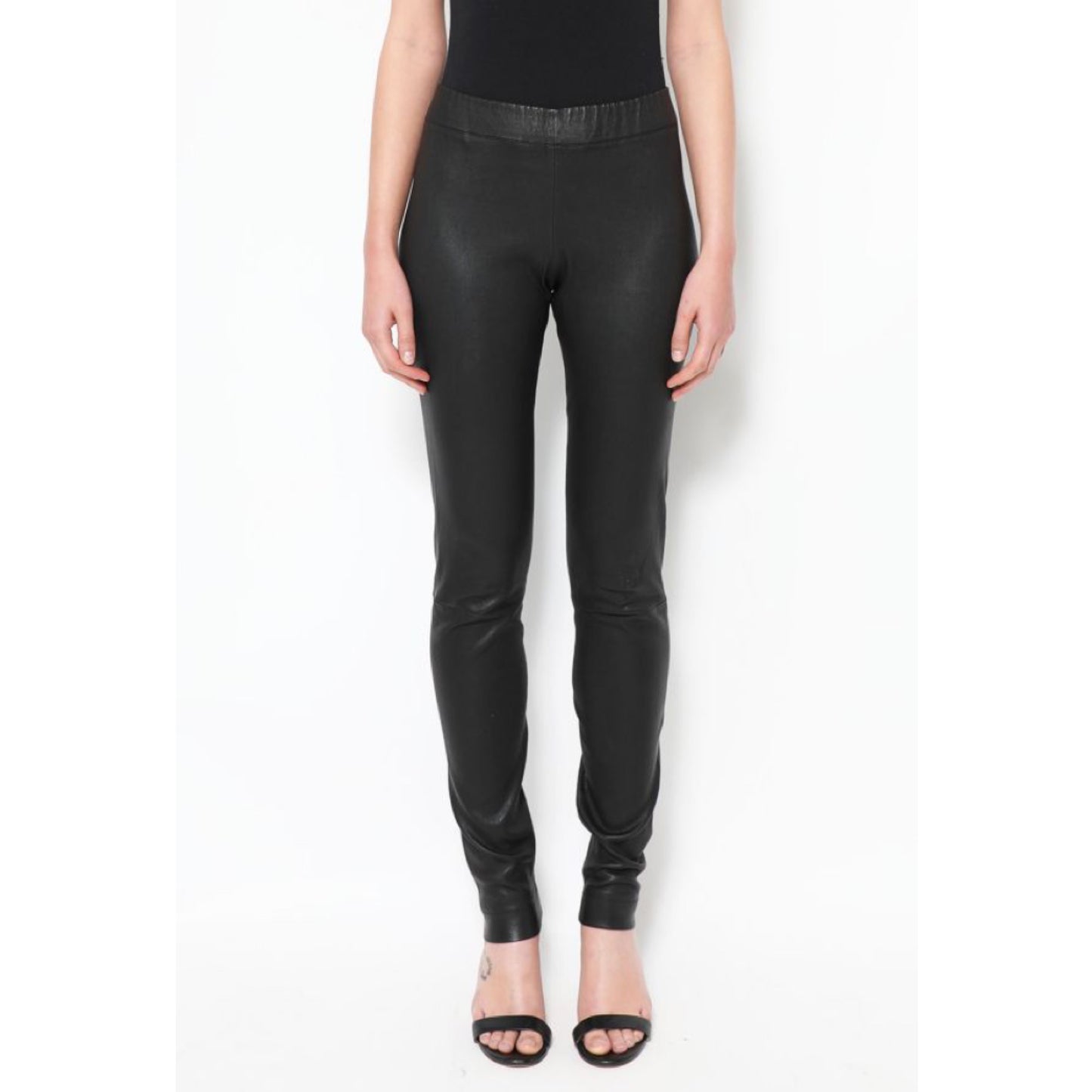 The Row Black Leather Leggings