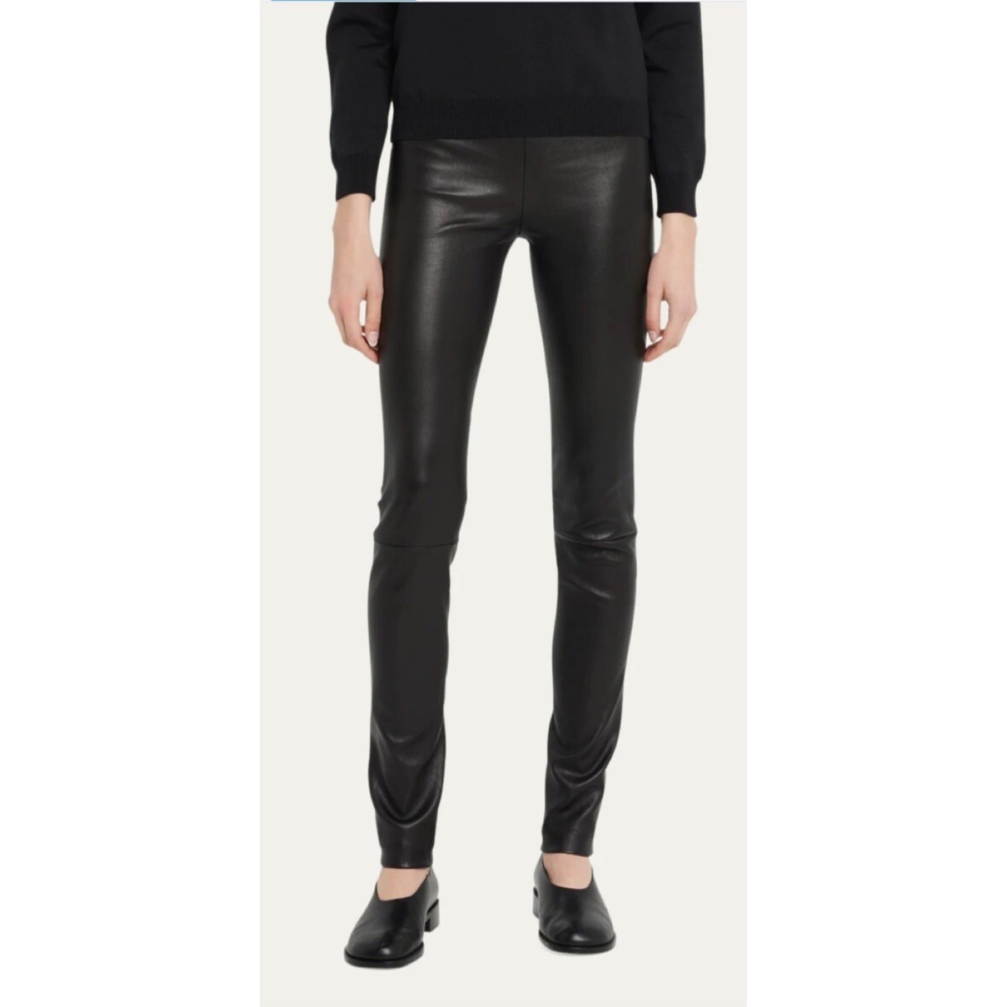 The Row Black Leather Leggings