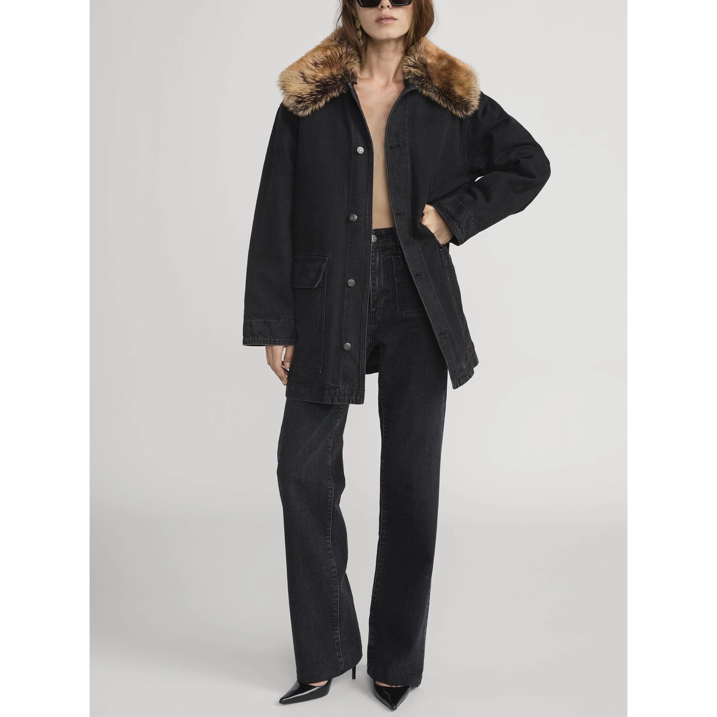 Frame Shearling Collar Coat