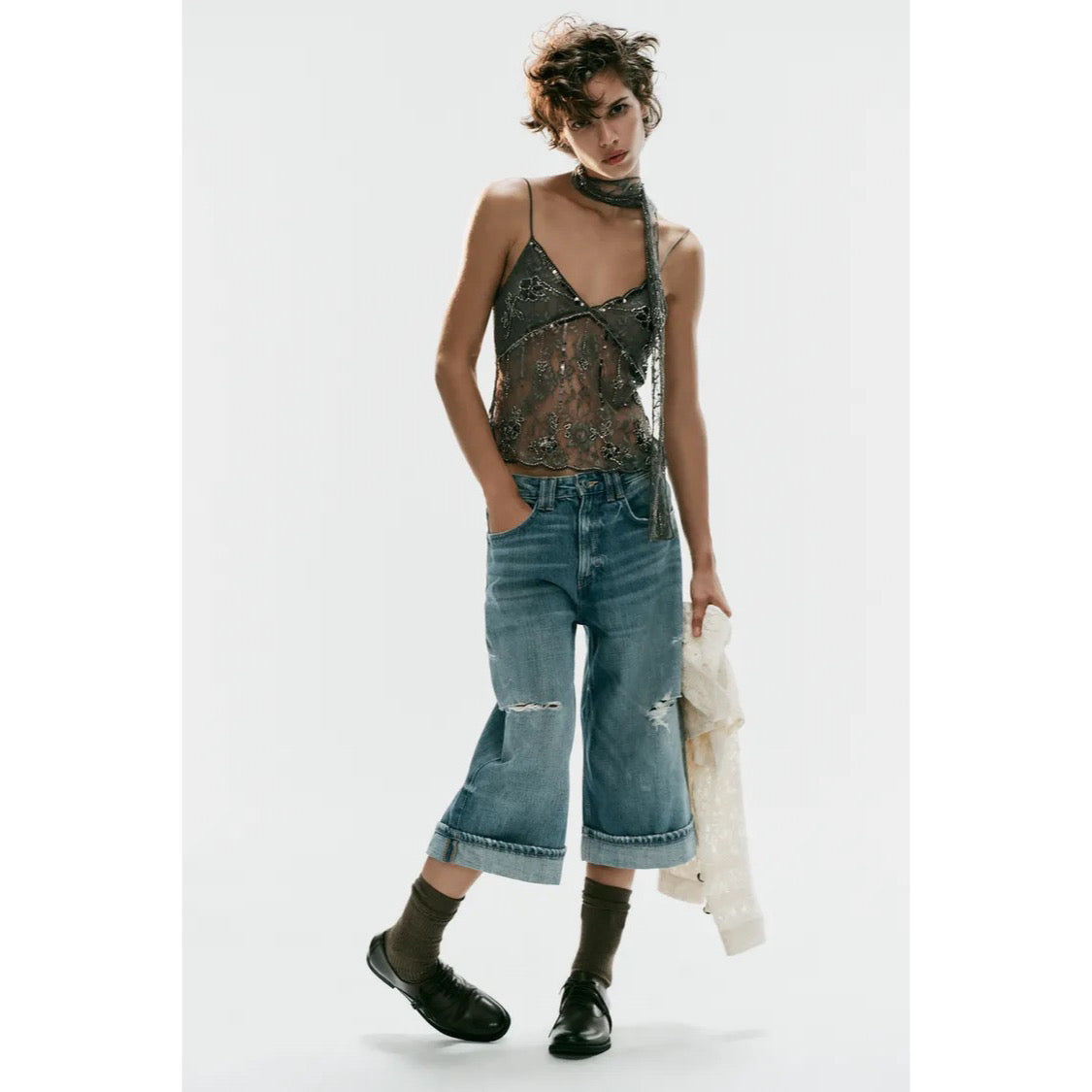 Zara Embroidered Lace Top
