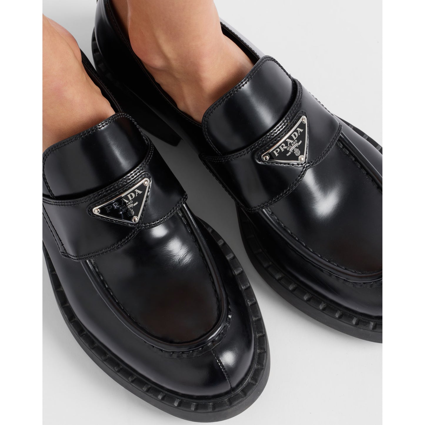Prada Brushed Leather Loafers