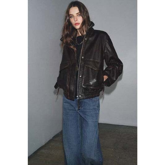 Zara Collection Leather Bomber