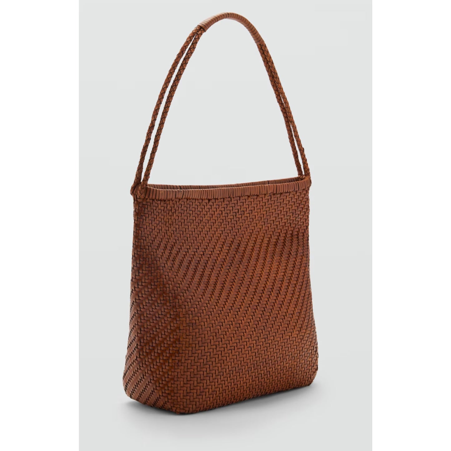 Mango Braided Leather Shoulder Bag