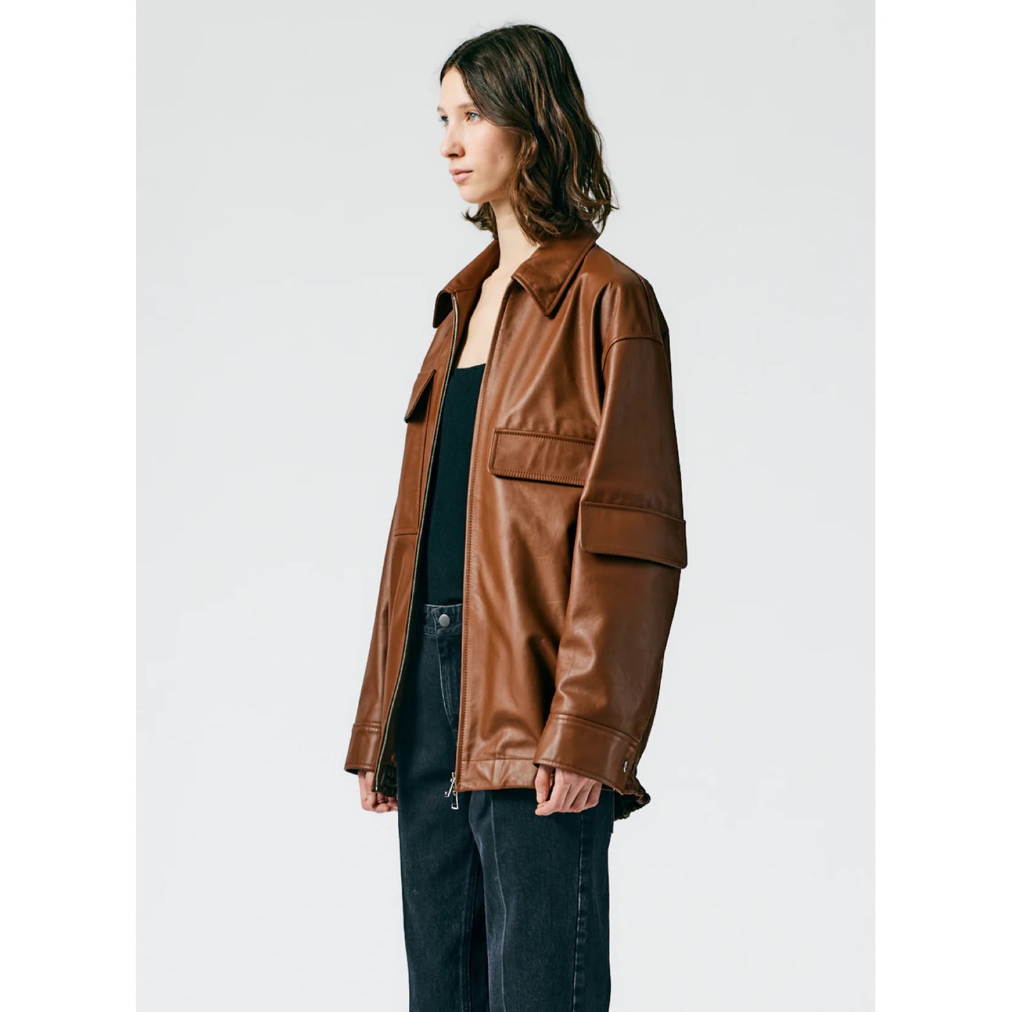 Tibi Leather Bomber