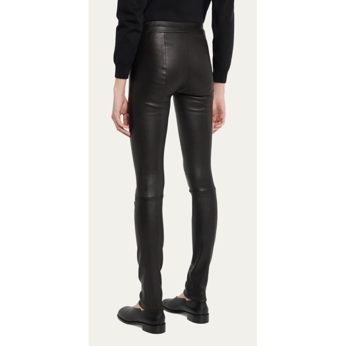 The Row Black Leather Leggings