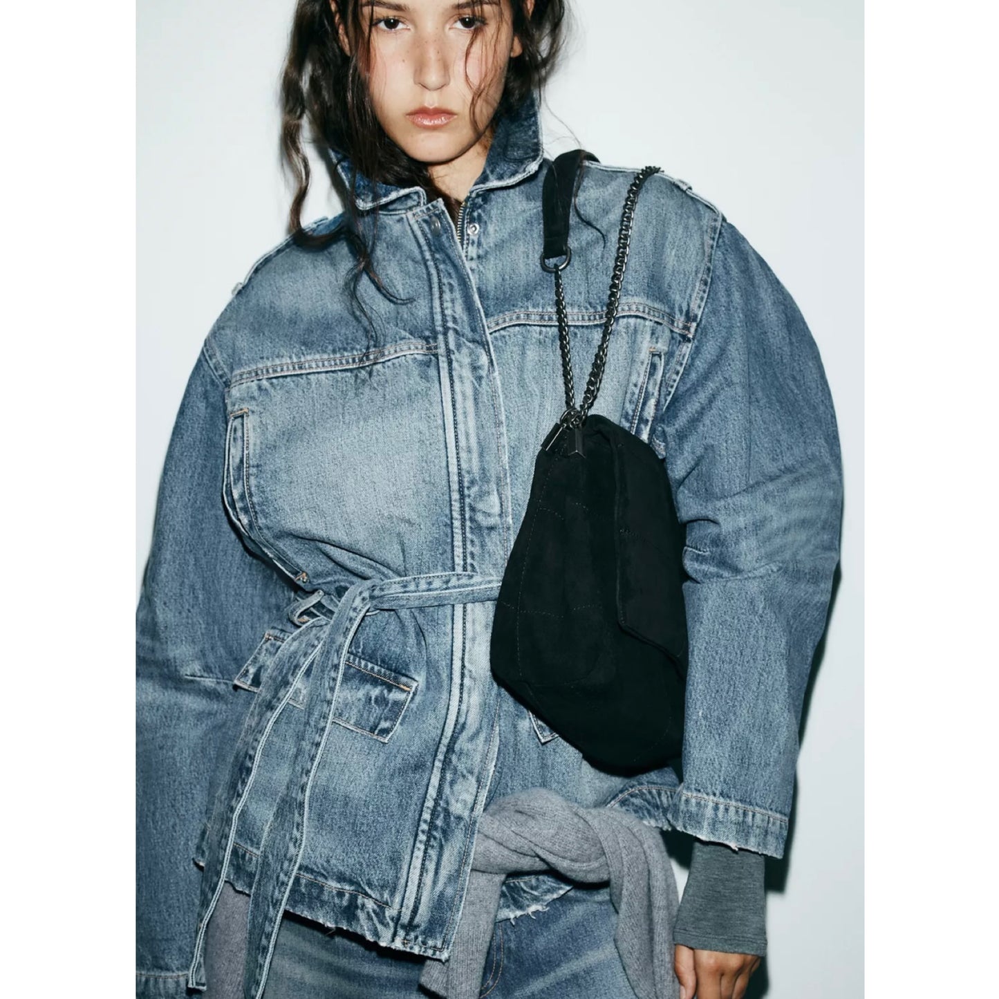 Zara Black Suede Shoulder Bag