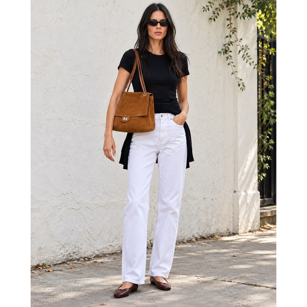 Suede Flap Bag