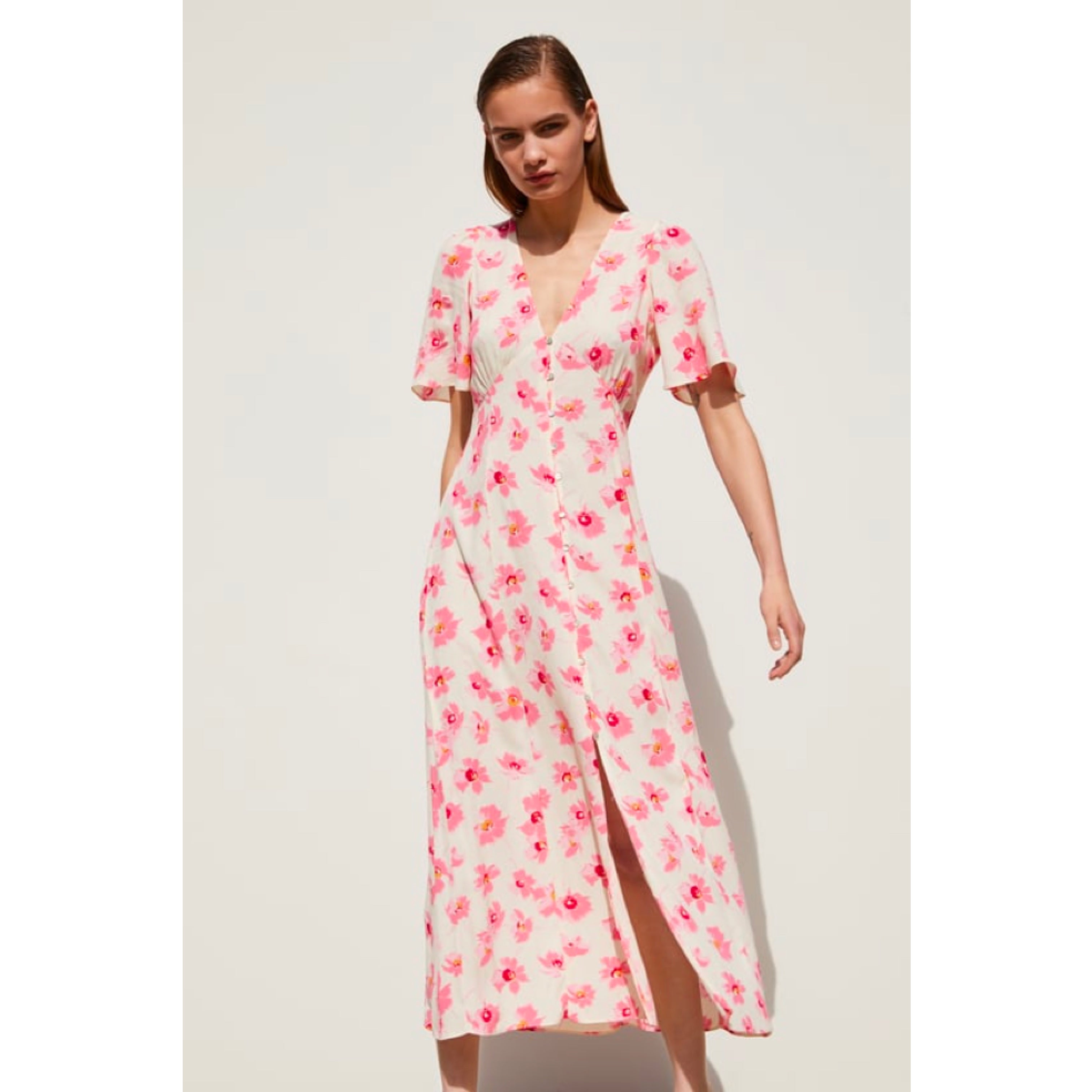Zara floral dress midi hotsell