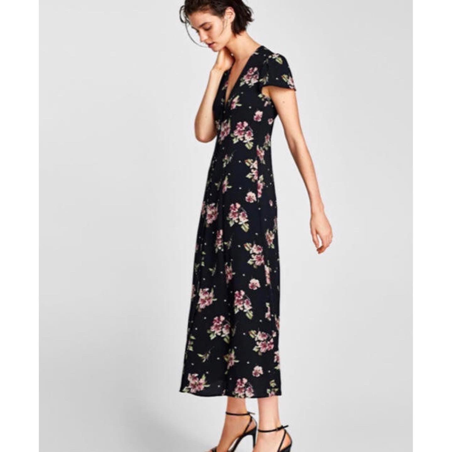 Zara Floral Print Midi Dress